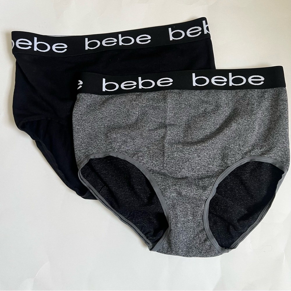 bebe Women's Black & Gray Logo Waistband Briefs (2-Pack)
